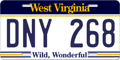 WV license plate DNY268