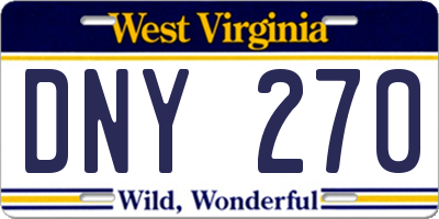WV license plate DNY270