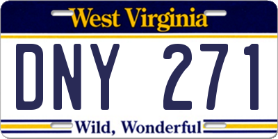 WV license plate DNY271