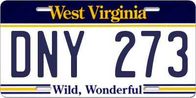 WV license plate DNY273