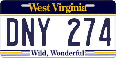 WV license plate DNY274