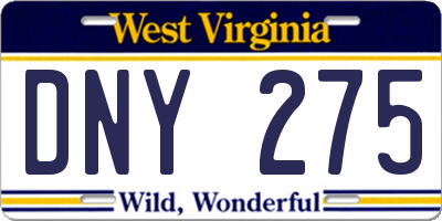 WV license plate DNY275