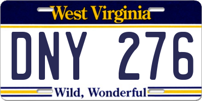 WV license plate DNY276