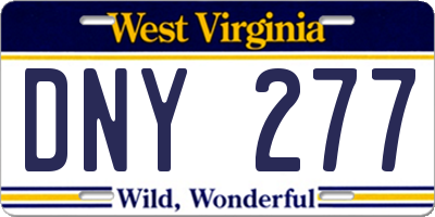 WV license plate DNY277