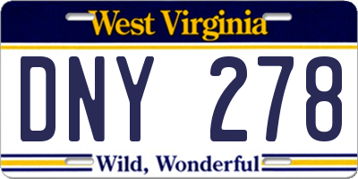 WV license plate DNY278