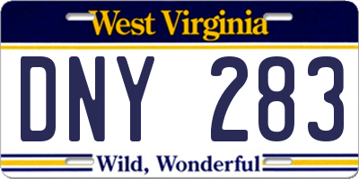WV license plate DNY283