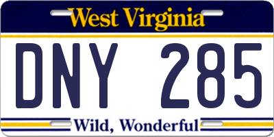 WV license plate DNY285