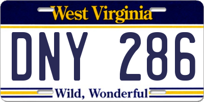 WV license plate DNY286