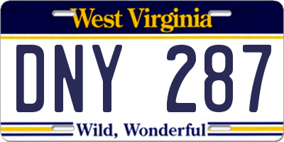 WV license plate DNY287