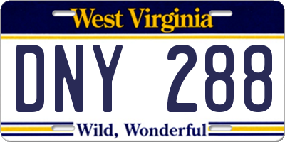 WV license plate DNY288