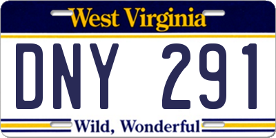 WV license plate DNY291