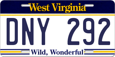 WV license plate DNY292