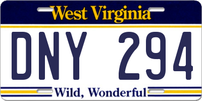 WV license plate DNY294