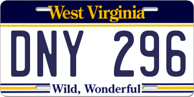 WV license plate DNY296