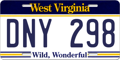 WV license plate DNY298