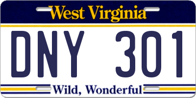 WV license plate DNY301