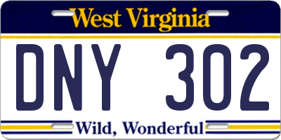 WV license plate DNY302