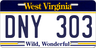 WV license plate DNY303