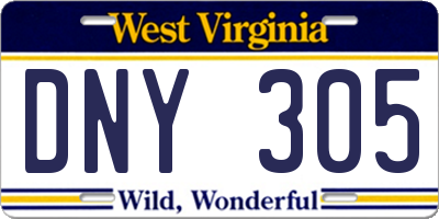 WV license plate DNY305