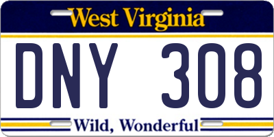 WV license plate DNY308