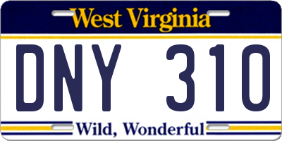 WV license plate DNY310