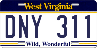 WV license plate DNY311