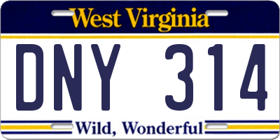 WV license plate DNY314