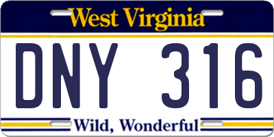 WV license plate DNY316
