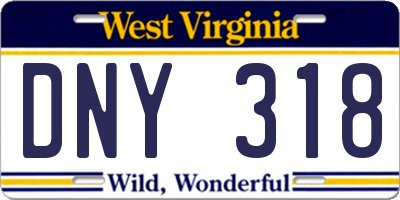 WV license plate DNY318