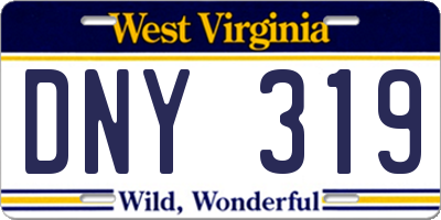 WV license plate DNY319