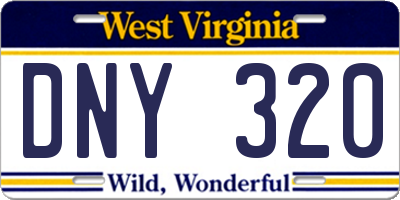 WV license plate DNY320