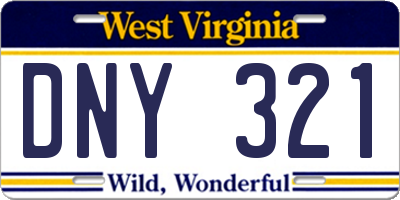 WV license plate DNY321