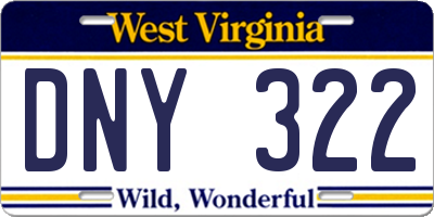 WV license plate DNY322