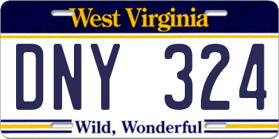 WV license plate DNY324
