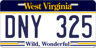 WV license plate DNY325