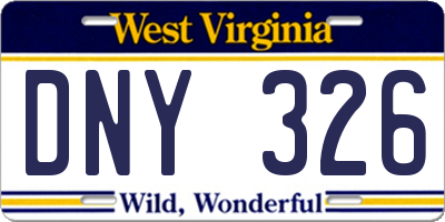 WV license plate DNY326