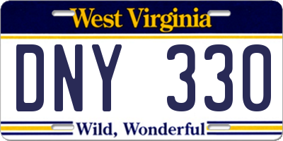 WV license plate DNY330