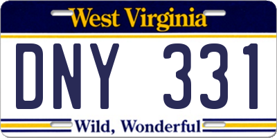 WV license plate DNY331