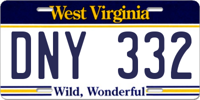WV license plate DNY332