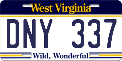 WV license plate DNY337