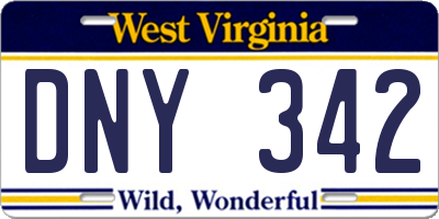 WV license plate DNY342