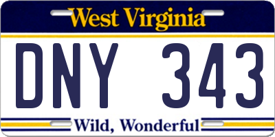 WV license plate DNY343