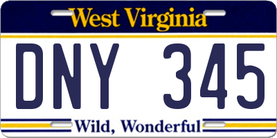 WV license plate DNY345