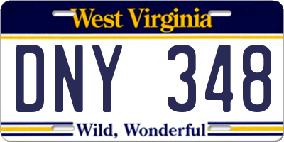 WV license plate DNY348