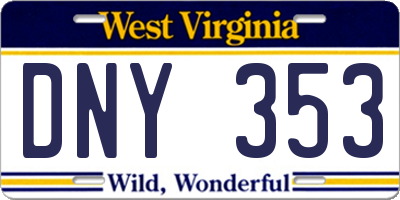 WV license plate DNY353