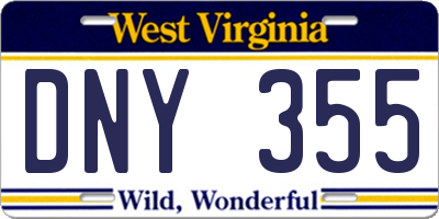 WV license plate DNY355