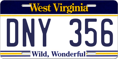 WV license plate DNY356