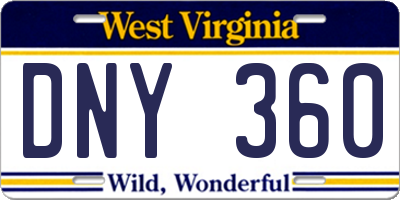 WV license plate DNY360