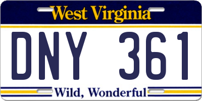 WV license plate DNY361