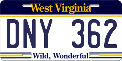 WV license plate DNY362